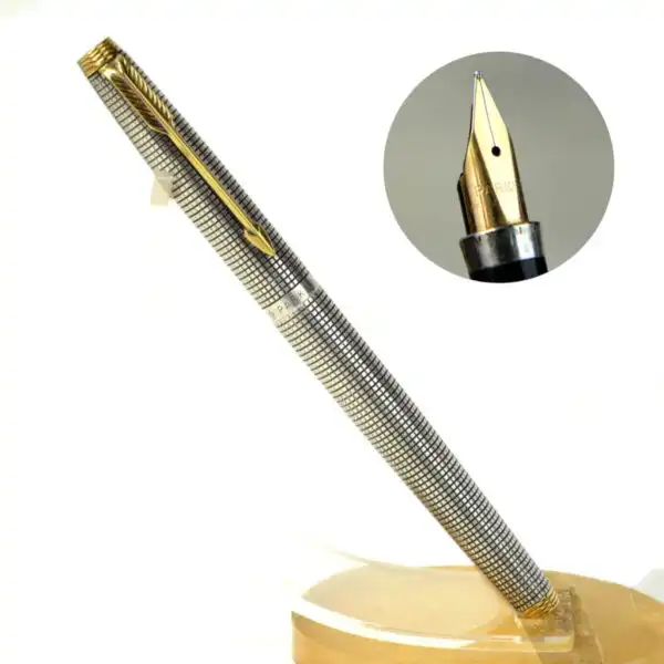 Vintage parker 75 sterling silver fountain pen 14Karat Gold F nib - Clean