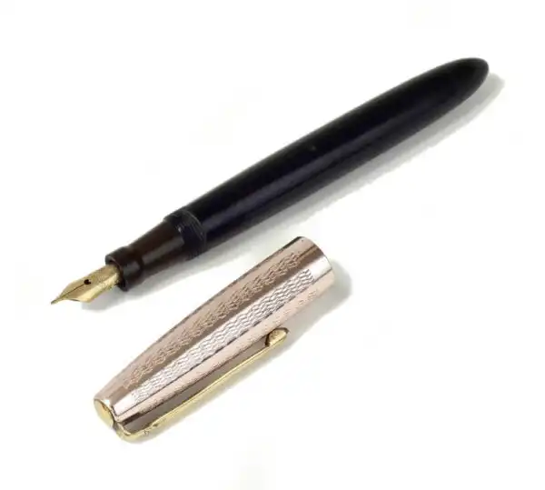 Vintage swan eyedropper fountain pen with 14C gold F nib -  Used - Image 2