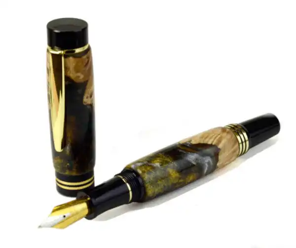 Hand turned pine wood and acrylic body fountain pen with iridium point F Nib - Viveza Prime - Image 2