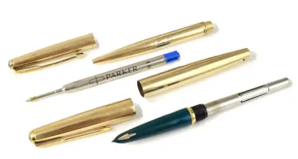 Vintage Parker 61 MK 1 fountain pen and ballpoint pen set with 14K gold M nib - Clean - Image 2
