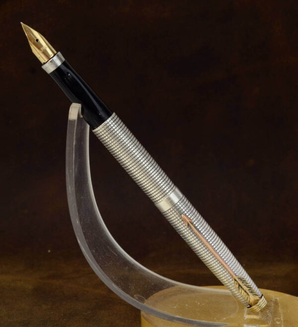 Vintage parker 75 sterling silver fountain pen 14Karat Gold F nib ...