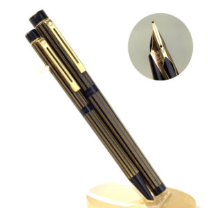 Vintage sheaffer targa 675 regency stripe fountain pen and ballpoint with 14K gold M nib – Used