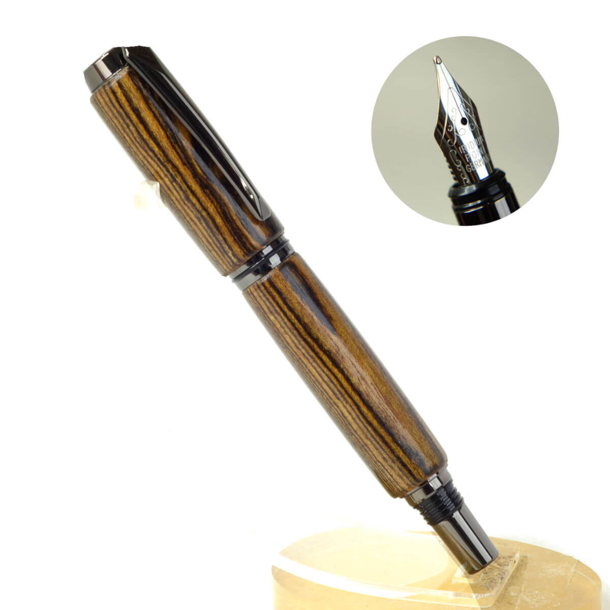 Hand turned pine wood  barrel fountain pen with iridium point Steel F Nib – Viveza Metro