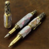 Hand turned mother of pearl pen set - Victorian style brass trim - Image 2