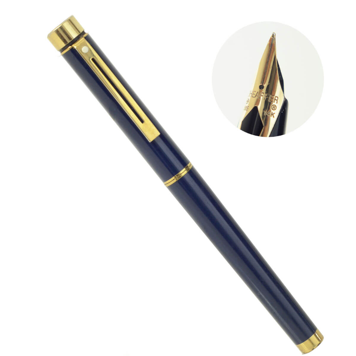 Vintage sheaffer targa 1057 blue laqcuer fountain pen with 14K gold M nib – clean