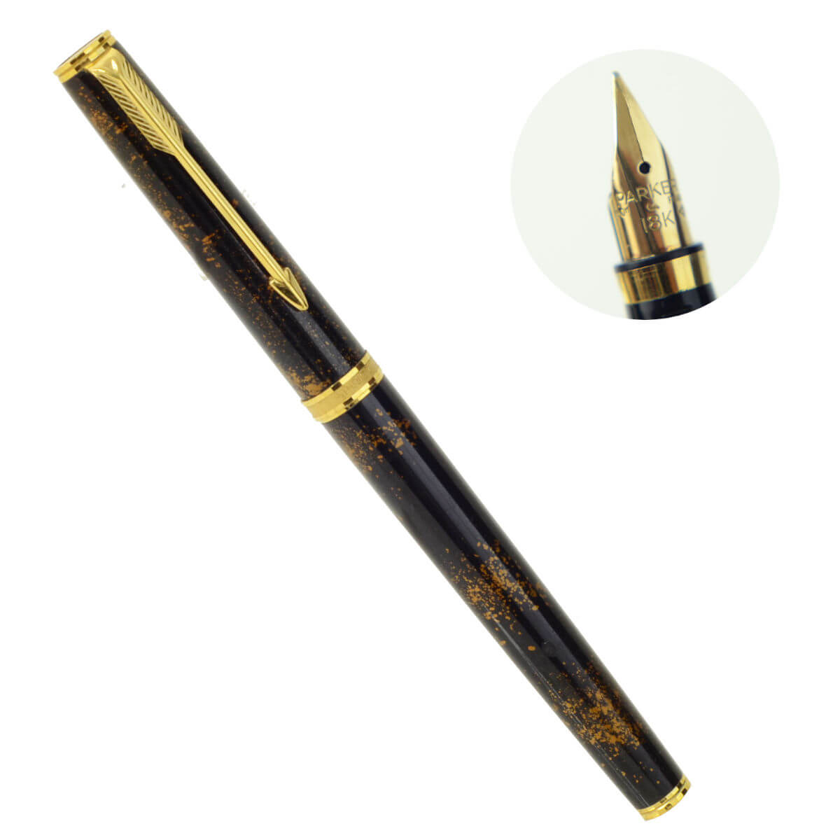 Vintage parker 75 premier china lacque brown golden fountain pen with 18K M nib – Mint