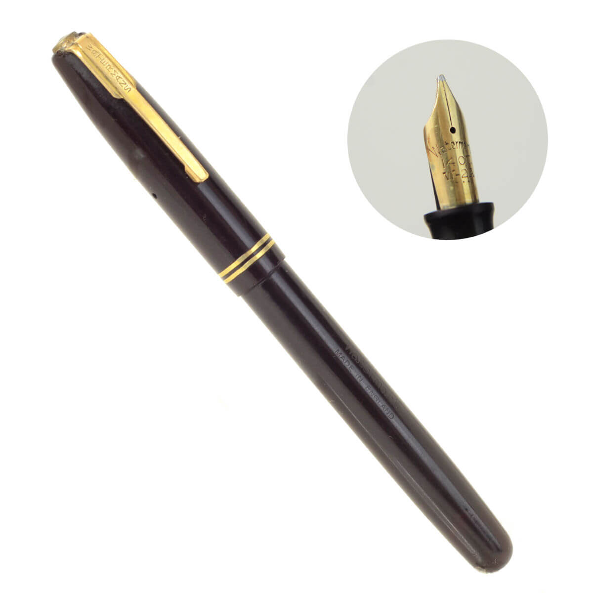 vintage watermans 502 lever filler fountain pen 14K gold left oblique nib – Used