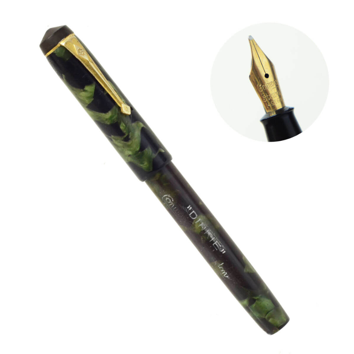 Vintage conway stewart dinkie 526 mini lever filler fountain pen – 14K gold flex B nib – Used