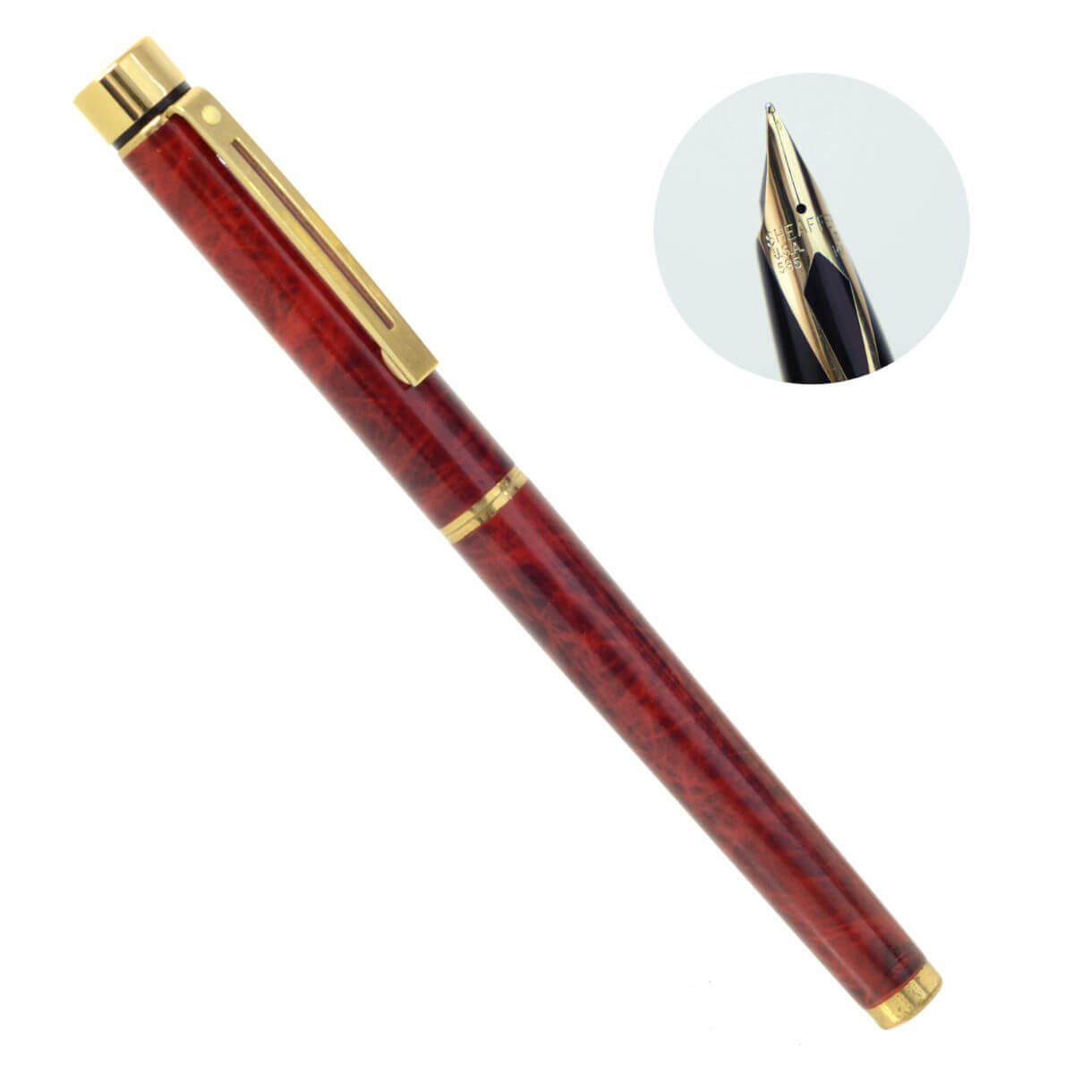 Vintage sheaffer targa 1034 red ronce barrel fountain pen with 14K gold F nib – clean