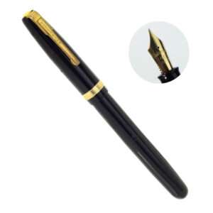 vintage watermans W3 lever filler black fountain pen 14K gold left oblique nib - Used