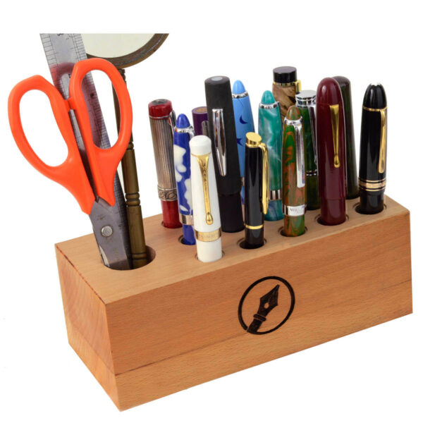 premium beech wood pen stand for 15 pens