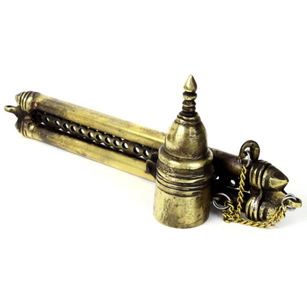 antique brass made ink well pen holder