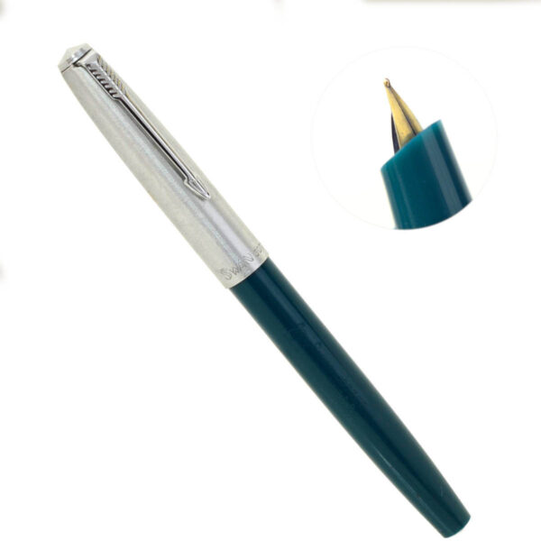 Vintage swan jotter fountain pen - teal barrel Golden F nib - unused