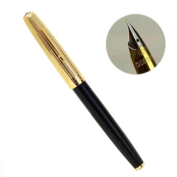 Wing sung 601a GP Vacumatic button filler blaack fountain pen with  F nib - Brand new