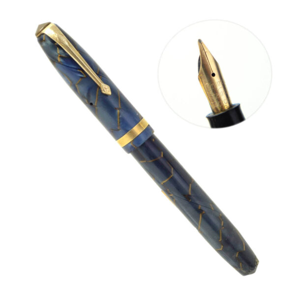 Vintage conway stewart 84 lever filler fountain pen -  14K solid gold M flex nib - clean