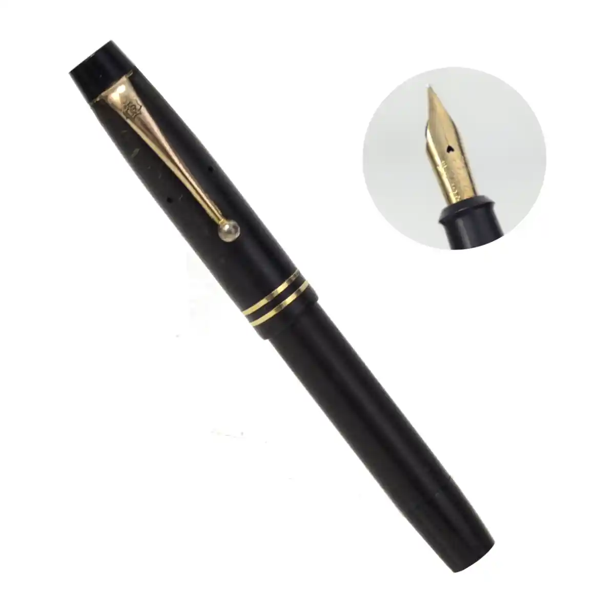 vintage onoto 5123 plunger filler fountain pen 14K solid gold M Flex nib - Antique 7 onoto plunger filler pen