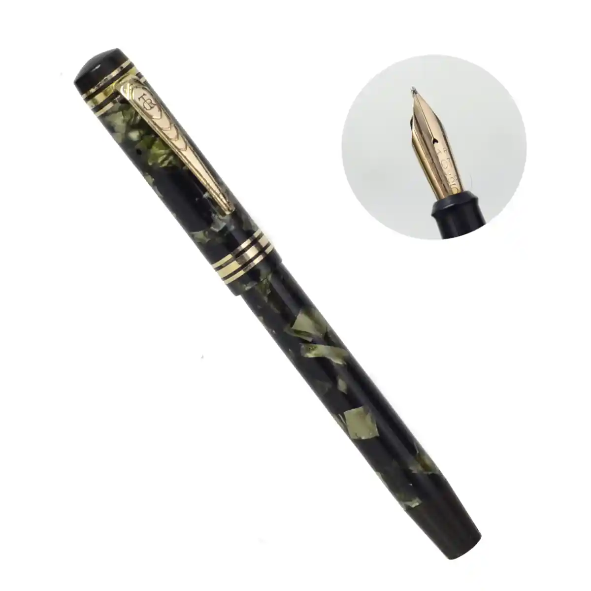 vintage onoto 6235 plunger filler fountain pen 14K solid gold M Flex nib - Antique 8 onoto plunger fountain pen