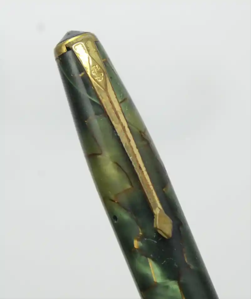 vintage conway stewart 85 lever filler green marbled barrel fountain pen
