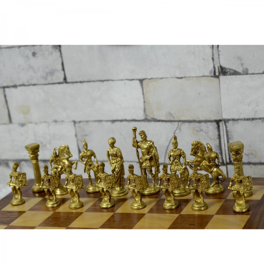 Original Rosewood Chess Set with Brass Pieces - Antikcart