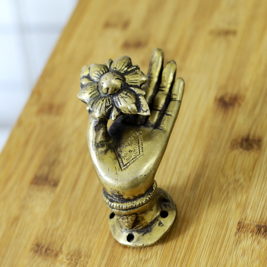 Budha Hand with Flower Shaped Door Handle Antikcart