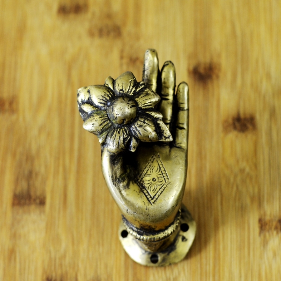 Budha Hand with Flower Shaped Door Handle - Antikcart