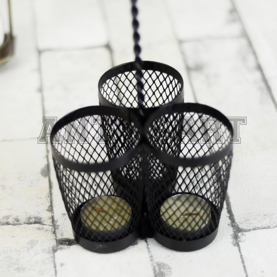 Metal Handcrafted 3 Container Hanging Candle Holder Antikcart
