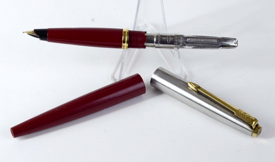 Buy Vintage Parker 45 gold nib red barrel fountain pen 14K solid gold F nib