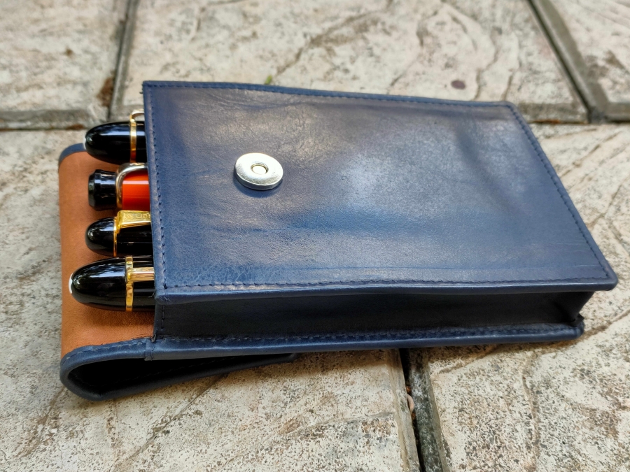 Galen Leather Flap Pen Case For 5 Pens Brown | Stilo&Stile