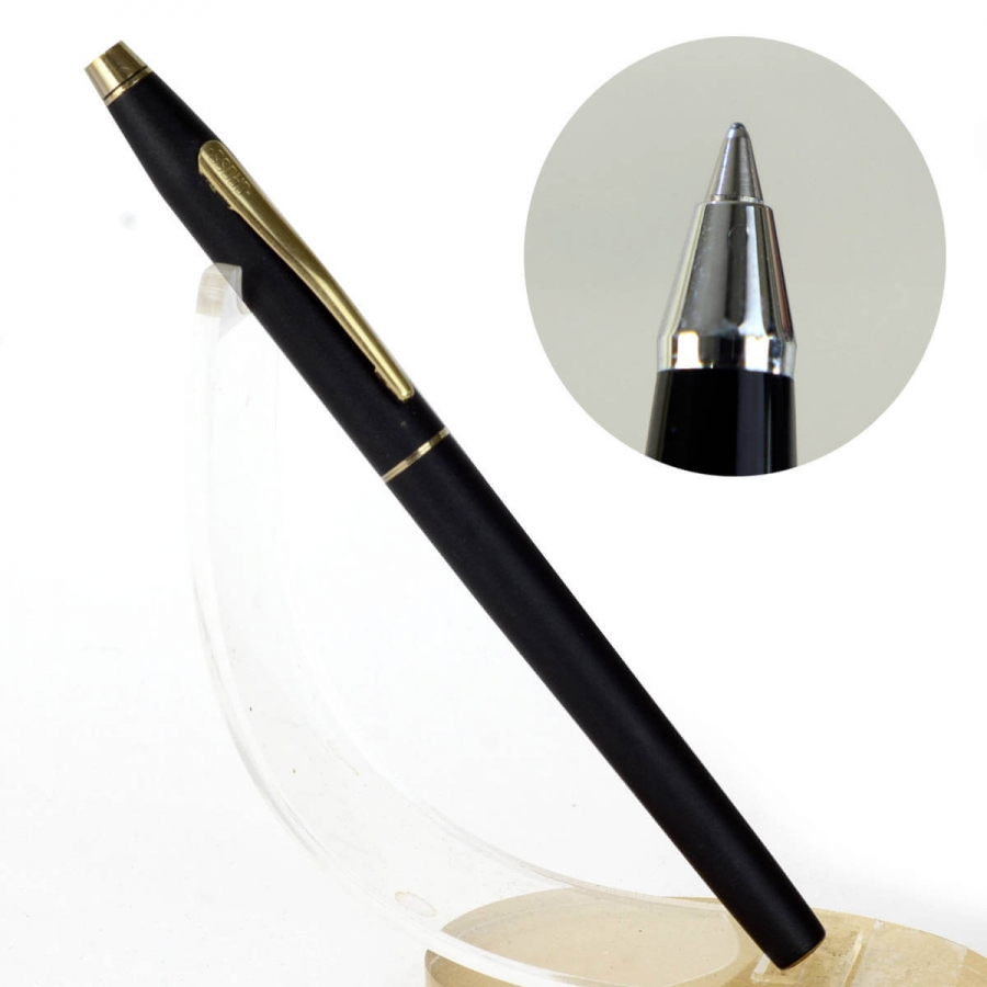 Cross Century Ii Black Barrel Rollerball Pen - 23k Plated Trim