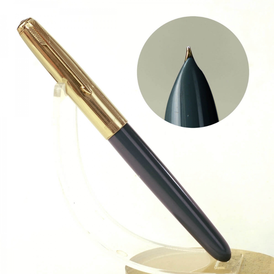 Buy Vintage parker 51 dove grey barrel fountain pen 14K gold F nib online