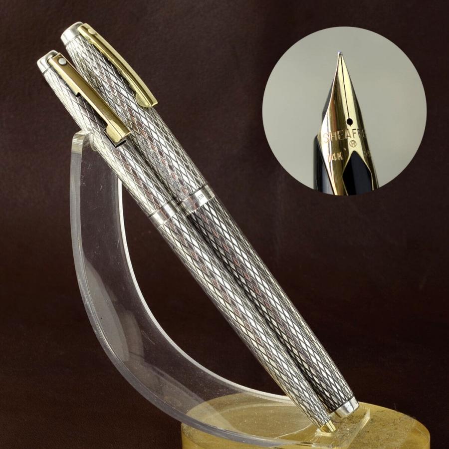 Buy sheaffer imperial sterling silver fountain pen set with 14K gold F nib