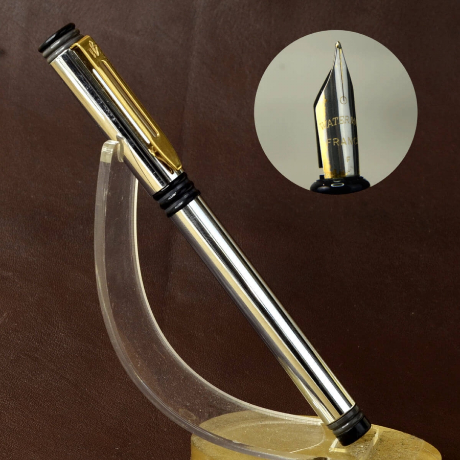 Buy Waterman forum atria gold trim fountain pen with plated M nib